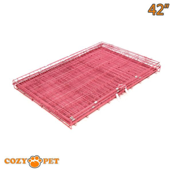 42" Cozy Pet Dog Cage in Pink with Metal Tray - DC42P