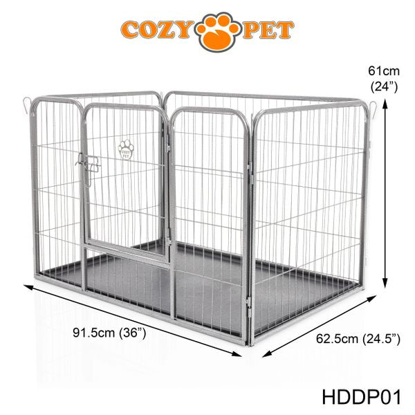 Heavy Duty Playpen with ABS Tray 61cm Tall and Blue Faux Sheepskin Bed by Cozy Pet Model HDDP01 + SB36BL