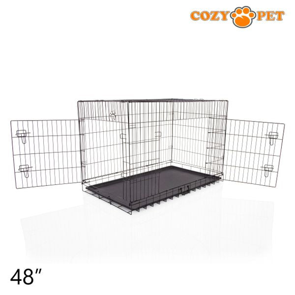 48" Cozy Pet Dog Cage in Black with ABS Tray - DCP48B