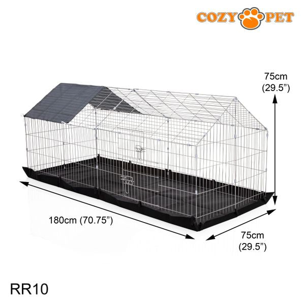 Rabbit Run with Floor and Sunshade by Cozy Pet Rectangular 1.8m Long Model RR10 + Floor