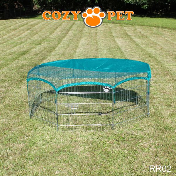 Rabbit Run 8 Panel Galvanised Playpen with Sunshade by Cozy Pet Model RR02