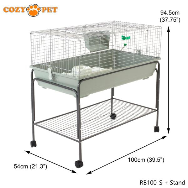 Rabbit Guinea Pig Indoor Cage with Stand by Cozy Pet 100cm for Rat, Chinchilla, Small Animals Hutch Model: RB100-S + RB100-ST