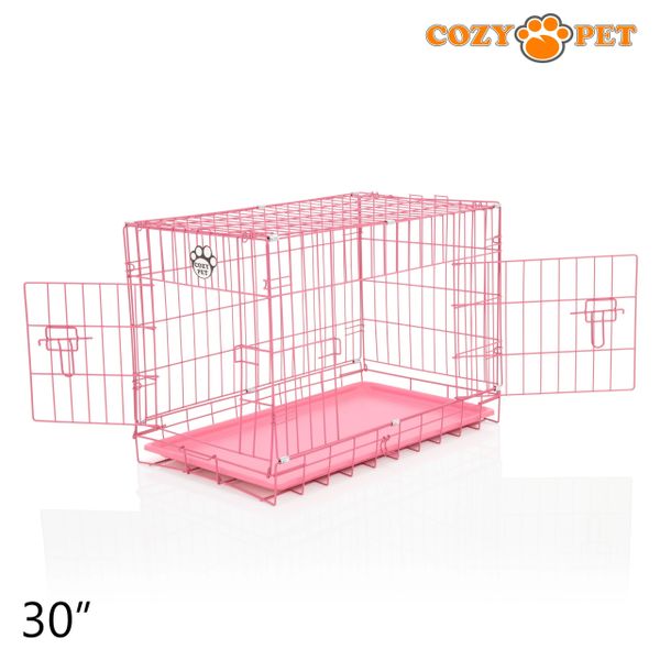 30" Cozy Pet Dog Cage in Pink with ABS Tray - DCP30P - Customer Return 35% Discount.