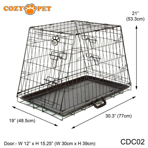 Car Dog Cage by Cozy Pet 30" Travel Puppy Crate Pet Carrier with Vet Bed Transport CDC02 + VB30C