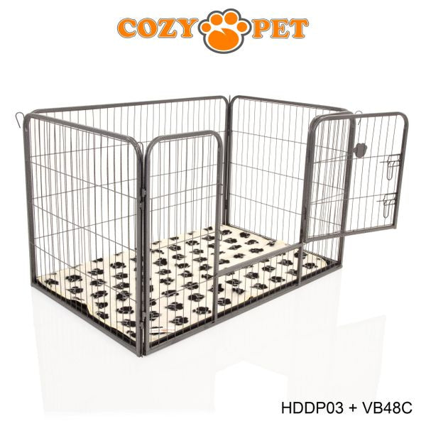 Heavy Duty Playpen with ABS Tray and Vet Bed 75.5cm Tall by Cozy Pet Model HDDP03 + VB48C