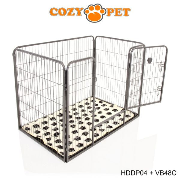 Heavy Duty Playpen with ABS Tray and Vet Bed by Cozy Pet Model HDDP04 + VB48C