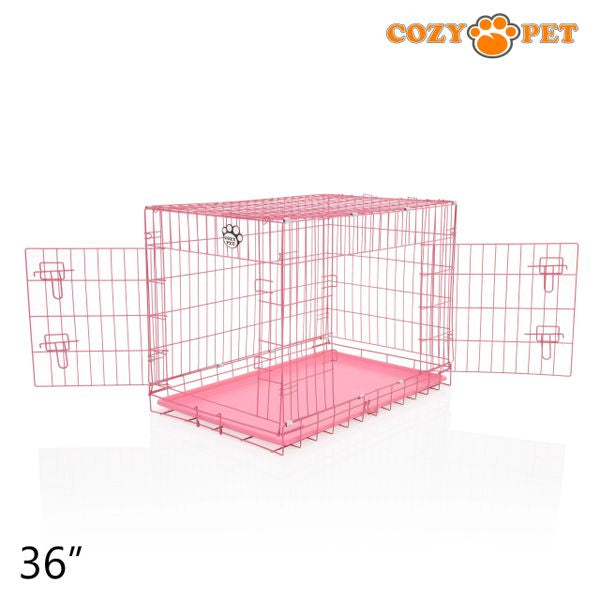 36" Cozy Pet Dog Cage in Pink with ABS Tray - DCP36P - Customer Return 35% Discount.