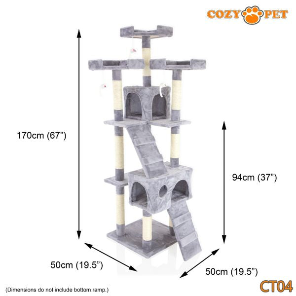 Cat Tree by Cozy Pet Large Deluxe Multi Level Cat Tree - CT04-Light Grey