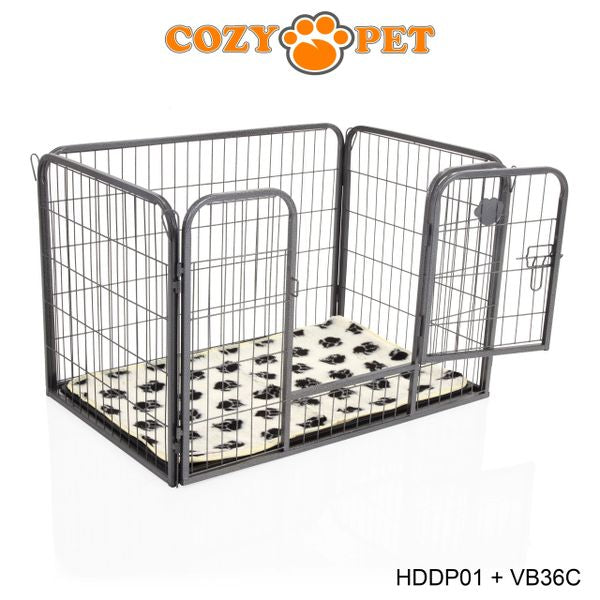 Heavy Duty Playpen with ABS Tray and Vet Bed 61cm Tall by Cozy Pet Model HDDP01 + VB36C