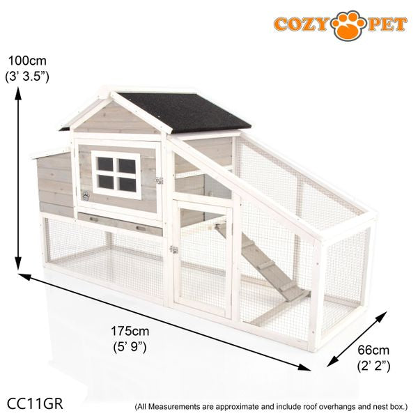 Chicken Coop Poultry Run by Cozy Pet in Grey Rabbit Hutch Model CC11GR