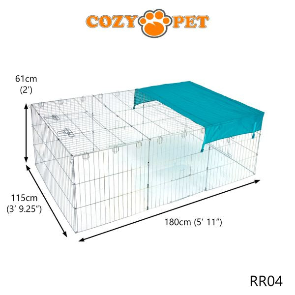 Rabbit Run 1.8m Long with Roof and Sunshade Galvanised Rectangular by Cozy Pet Model RR04