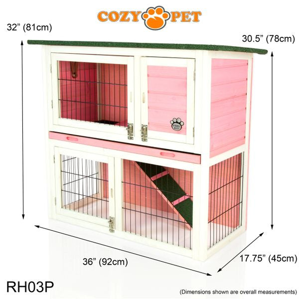 Rabbit Hutch 3ft by Cozy Pet with Cover - Pink - RH03P + RH03C