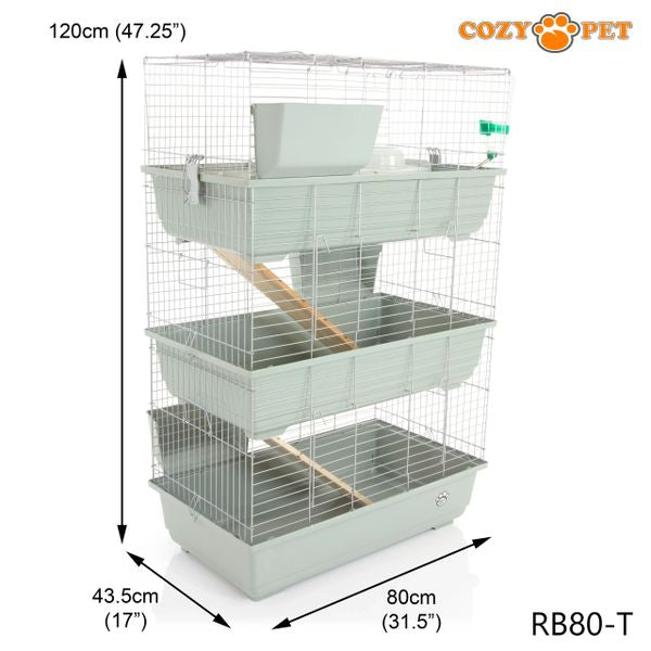 Rabbit Guinea Pig Indoor Cage 3-Tier by Cozy Pet 80cm for Rat, Chinchilla, Small Animals Hutch Model: RB80-T