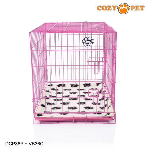 36" Cozy Pet Dog Cage in Pink with ABS Tray and Vet Bed - DCP36P + VB36C