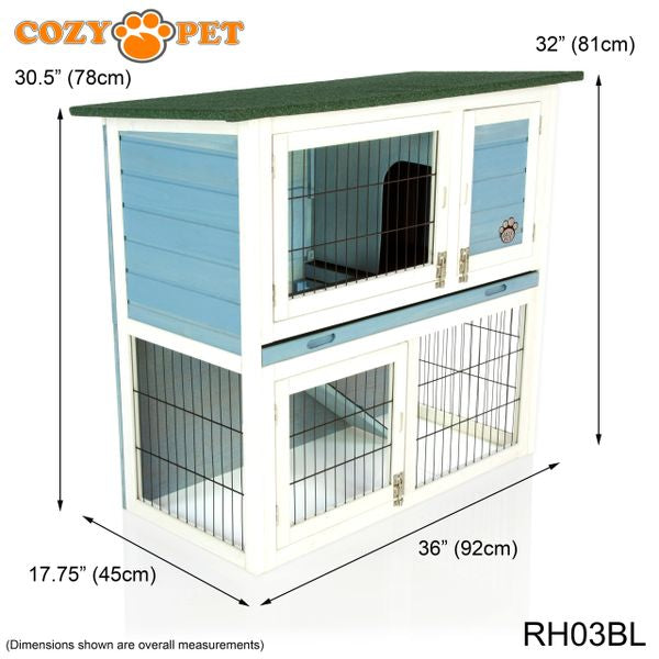 Rabbit Hutch 3ft by Cozy Pet - Blue - RH03BL