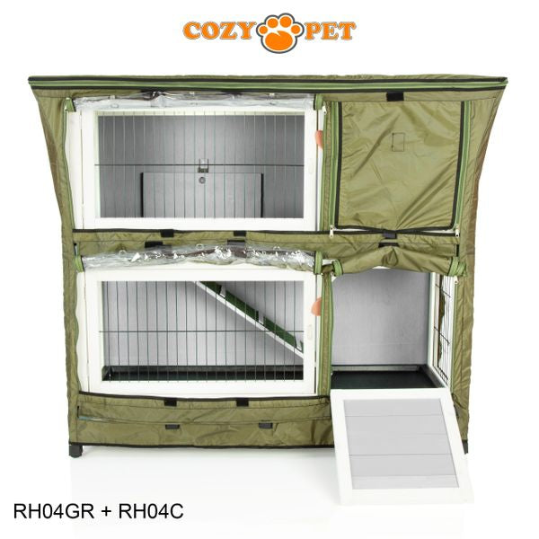 Rabbit Hutch 4ft by Cozy Pet with Cover - Grey - RH04GR + RH04C