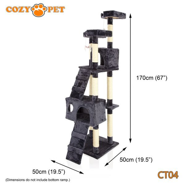 Cat Tree by Cozy Pet Large Deluxe Multi Level Cat Tree - CT04-Dark Grey