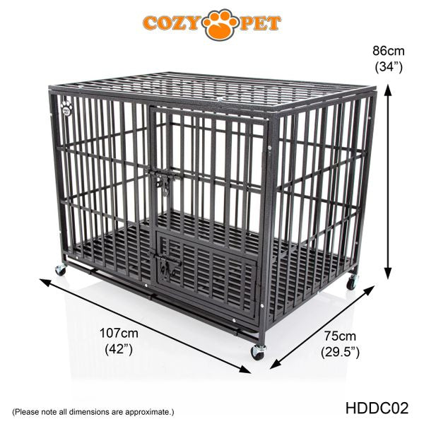 Heavy Duty Dog Cage 42" L By Cozy Pet Steel Crate Vet Groomers Commercial Use Kennel HDDC02