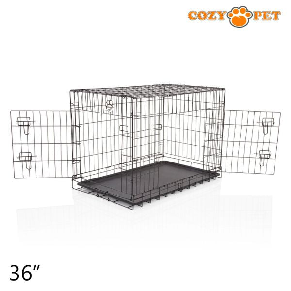 36" Cozy Pet Dog Cage in Black with ABS Tray - DCP36B