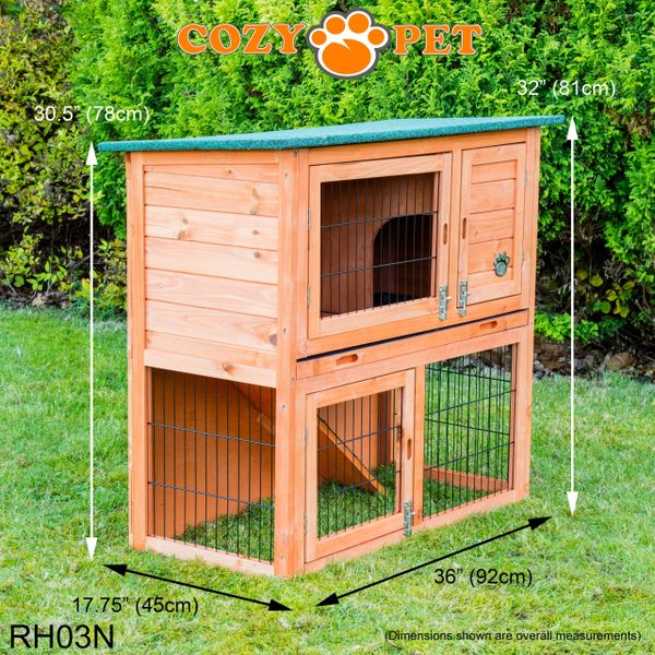 Rabbit Hutch 3ft by Cozy Pet with Cover Natural RH03N RH03C