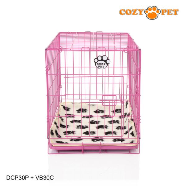 30" Cozy Pet Dog Cage in Pink with ABS Tray and Vet Bed - DCP30P + VB30C