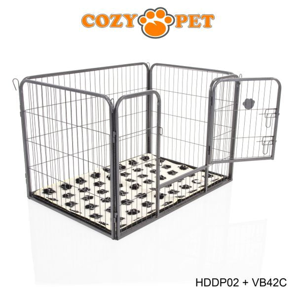 Heavy Duty Playpen with ABS Tray and Vet Bed 70cm Tall by Cozy Pet Model HDDP02 + VB42C