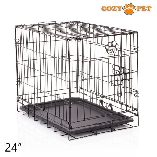 24" Cozy Pet Dog Cage in Black with ABS Tray - DCP24B - Customer Return 35% Discount