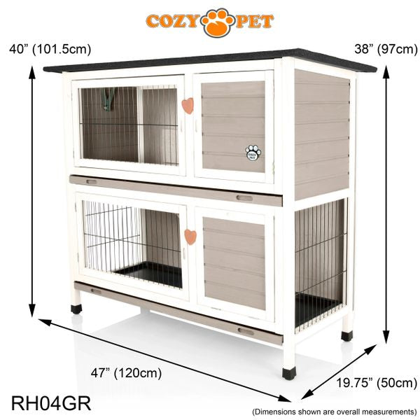 Rabbit Hutch 4ft by Cozy Pet - Grey - RH04GR