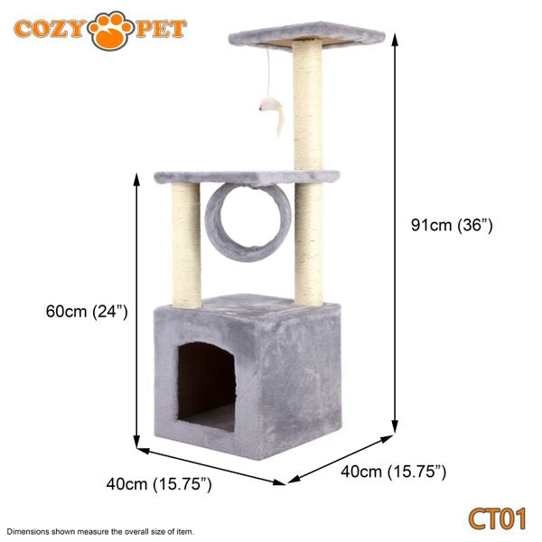 Cat Tree by Cozy Pet Deluxe Multi Level Cat Tree in Grey - CT01-Grey