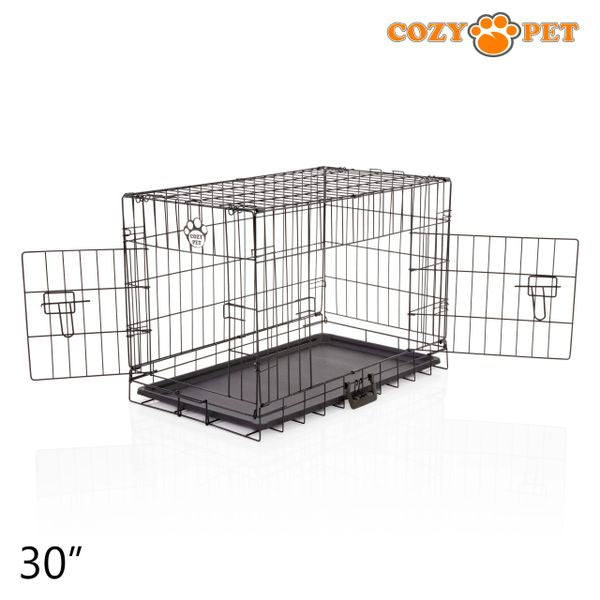 30" Cozy Pet Dog Cage in Black with ABS Tray - DCP30B