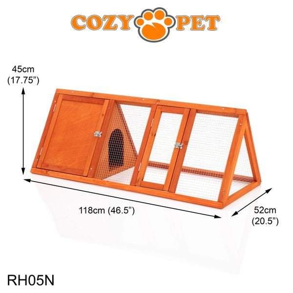 Rabbit Hutch with Run by Cozy Pet Triangular, Tortoise Run, Guinea Pig Hutch - Natural - RH05N