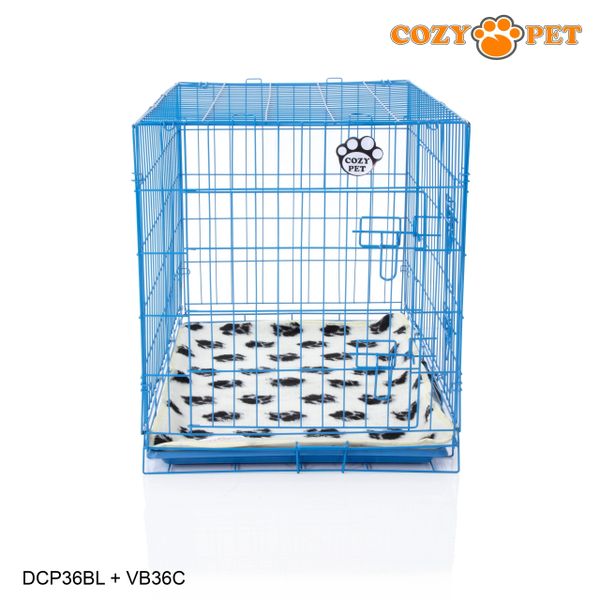 36" Cozy Pet Dog Cage in Blue with ABS Tray and Vet Bed - DCP36BL + VB36C