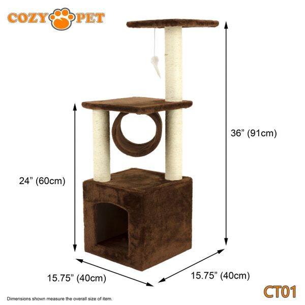 Cat Tree by Cozy Pet Deluxe Multi Level Cat Tree in Chocolate - CT01-Choc