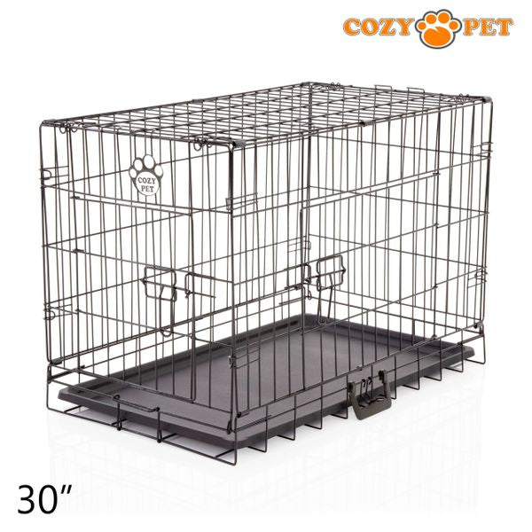 30" Cozy Pet Dog Cage in Black with ABS Tray - DCP30B