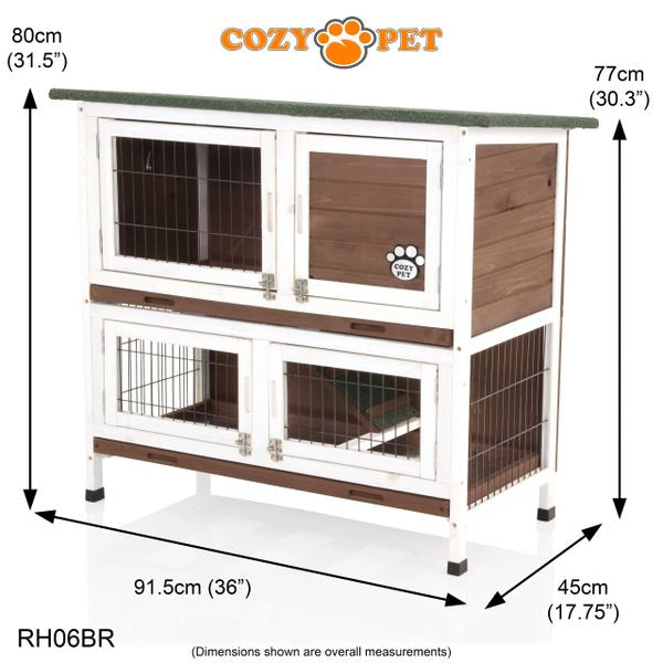 Rabbit Hutch 3ft by Cozy Pet with Cover - Brown - RH06BR + RH06C