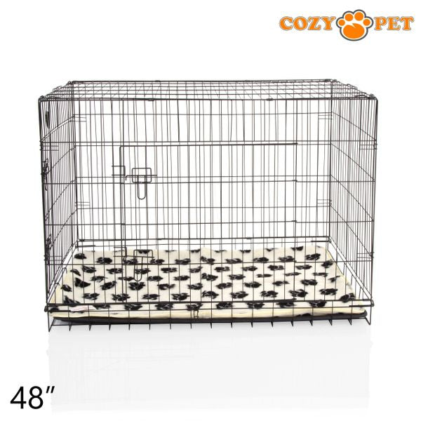 48" Cozy Pet Dog Cage in Black with ABS Tray and Tailored Vet Bed - DCP48B + VB48C