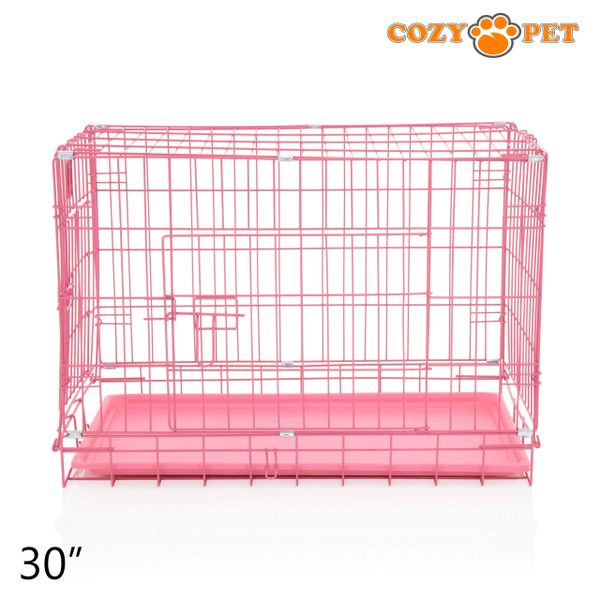 30" Cozy Pet Dog Cage in Pink with ABS Tray - DCP30P