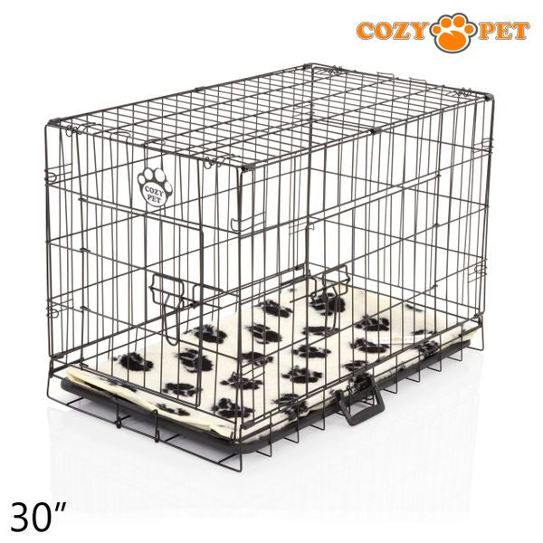 30" Cozy Pet Dog Cage in Black with ABS Tray and Tailored Vet Bed - DCP30B + VB30C