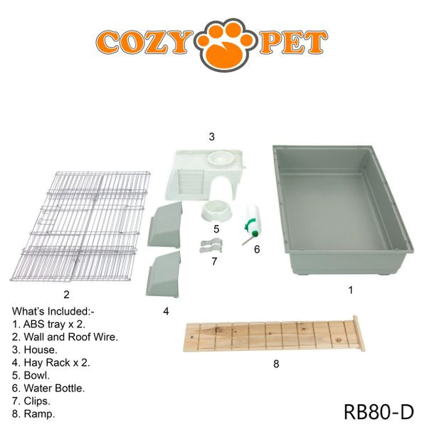 Rabbit Guinea Pig Indoor Cage 2-Tier by Cozy Pet 80cm for Rat, Chinchilla, Small Animals Hutch Model: RB80-D