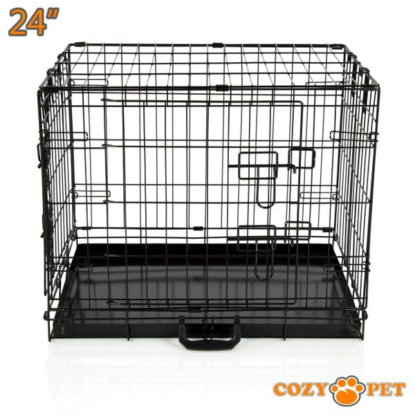 24" Cozy Pet Dog Cage in Black with Metal Tray - DC24B - Customer Return 30% Discount.