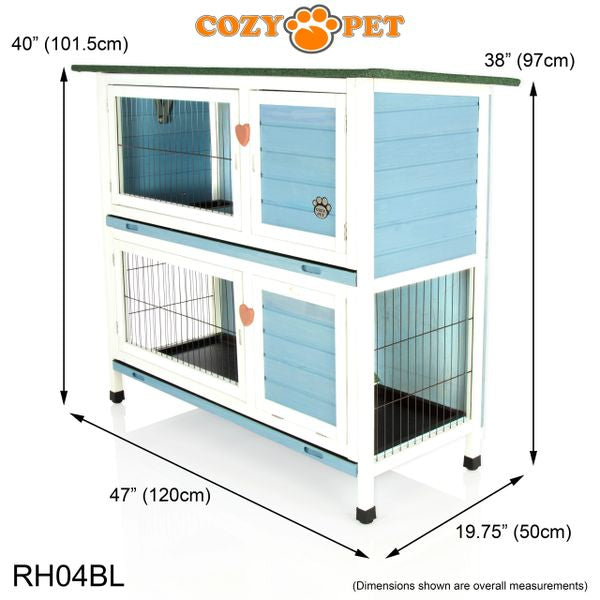 Rabbit Hutch 4ft by Cozy Pet with Cover - Blue - RH04BL + RH04C