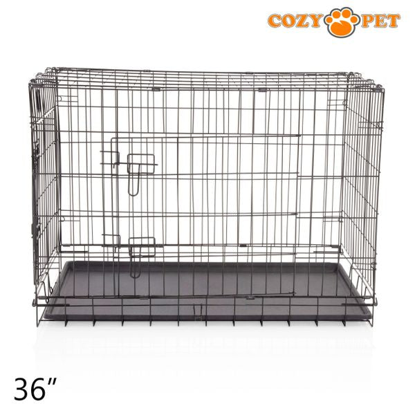 36" Cozy Pet Dog Cage in Black with ABS Tray - DCP36B