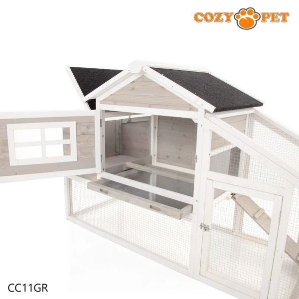 Chicken Coop Poultry Run by Cozy Pet in Grey Rabbit Hutch Model CC11GR