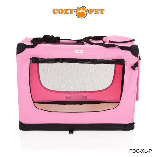 Fabric Dog Crate 90cm Pink by Cozy Pet Puppy Carrier Cat Travel Cage Rabbit Model: FDC-XL-P