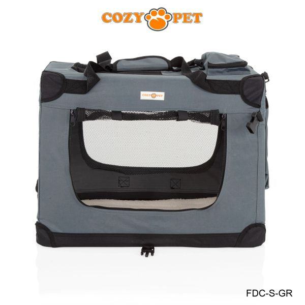 Fabric Dog Crate 60cm Grey by Cozy Pet Puppy Carrier Cat Travel Cage Rabbit Model: FDC-S-GR