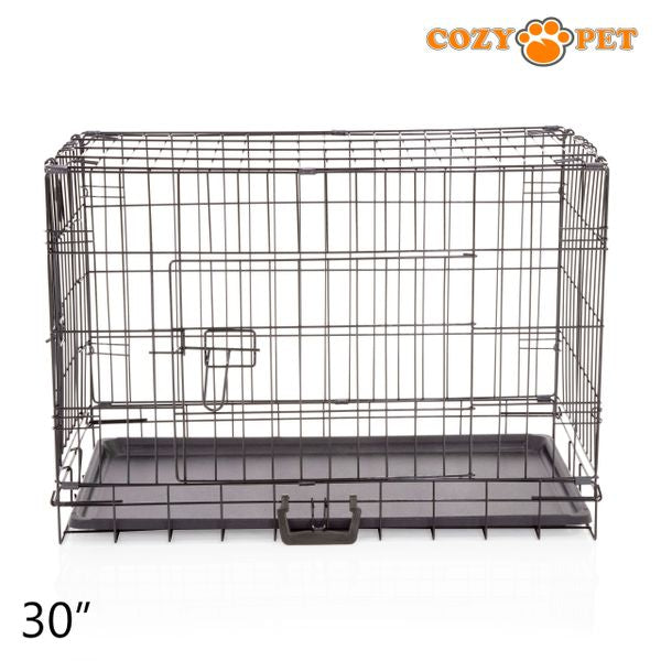 30" Cozy Pet Dog Cage in Black with ABS Tray - DCP30B