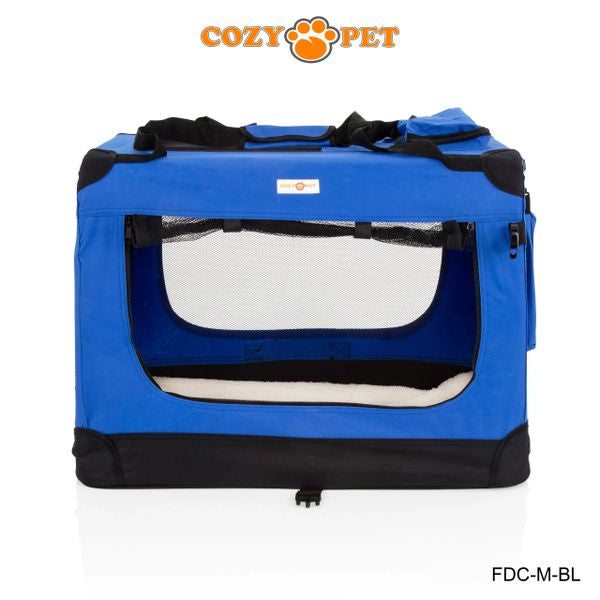 Fabric Dog Crate 70cm Blue by Cozy Pet Puppy Carrier Cat Travel Cage Rabbit Model: FDC-M-BL