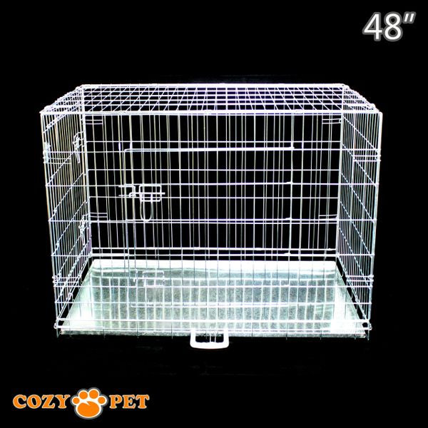 48" Cozy Pet Dog Cage in Silver (Zinc Coated) with Metal Tray - DC48S