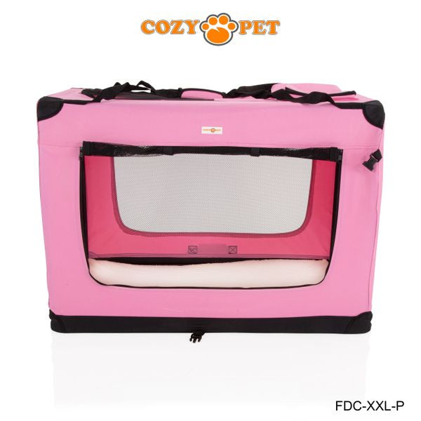 Fabric Dog Crate 101cm Pink by Cozy Pet Puppy Carrier Cat Travel Cage Rabbit Model: FDC-XXL-P - RET - Customer Return 30% Discount.