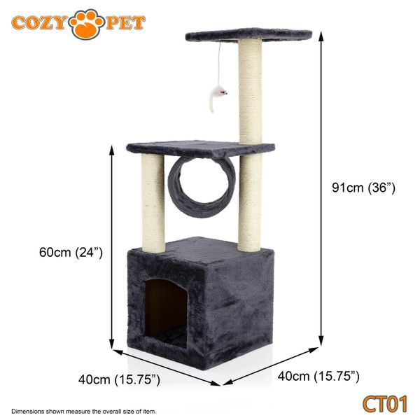 Cat Tree by Cozy Pet Deluxe Multi Level Cat Tree in Dark Grey - CT01-Dark Grey